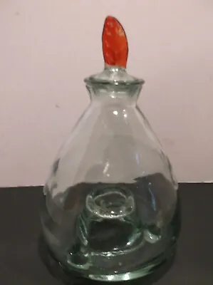 VINTAGE AQUA HAND BLOWN GLASS Fly/Wasp Catcher Insect Bug Trap Leaf Stopper • $31.96