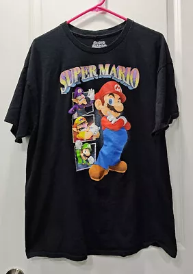 Super Mario T Shirt Black Men XL 46-48 100% Cotton Chest 22 Length 27 Inch • $10