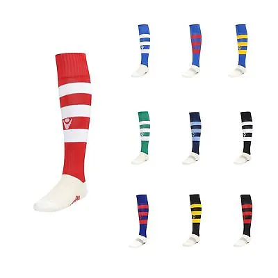 5 PAIRS SOCKS FOOTBALL RUGBY HOOPS - MACRON - (UK 2.5 To 15) (USA 3.5 To 16) • £24.54