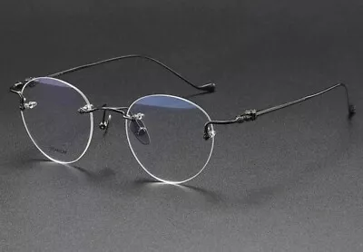 Gunmetal Rimless Glasses Retro Panto P3 Vintage Style Eyeglasses Men Women • $144