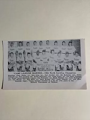 Camp Lejeune Marines North Carolina Champions 1952 Baseball Team Picture • $16