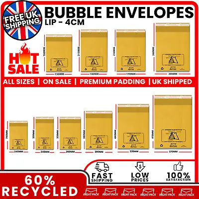 Padded Bubble Lined Envelopes / Bags / Mailers - Gold - All Sizes - Fast Courier • £4.95