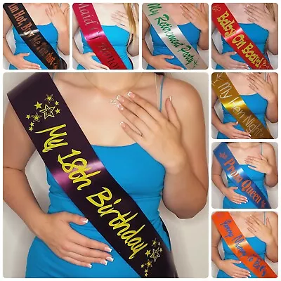 Personalised Birthday Sash Hen Party Stag Do 16th 18th 21st 30th 40th Any Text • £2.19