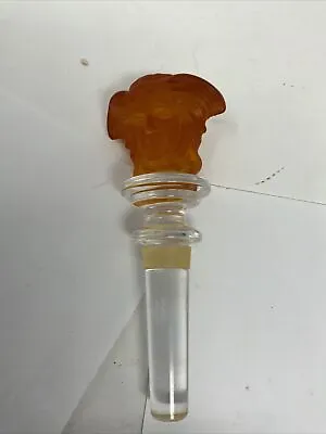 Versace Rosenthal Crystal Glass Wine Bottle Stopper Frosted Amber Euc • $45