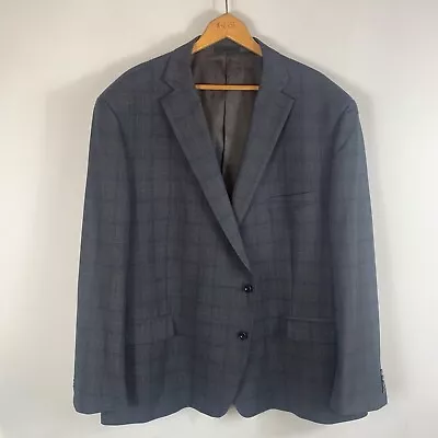 Michael Kors Mens Gray Blue Plaid 2 Button Blazer Suit Jacket Sport Coat Sz 56R • $50