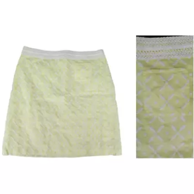 Sigrid Olsen Anthropology 100% Cotton Floral Embroidered Pastel Yellow Skirt 12 • $15