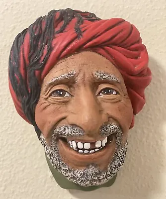 Vintage Hand Crafted Ceramic Art Wall Hanging Punjabi Man Head With Red Turban • $34