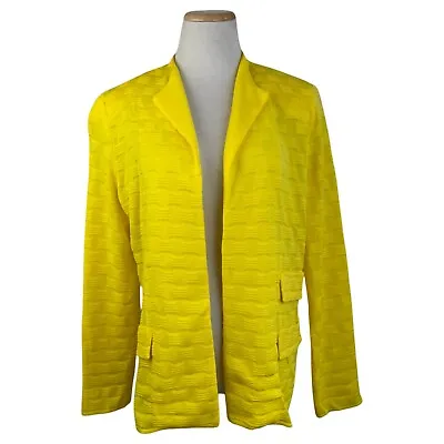 Misook Cardigan Size Medium NEW Bright Yellow Textured Knit Open Front • $48