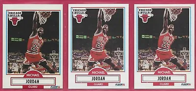 Lot Of 3 1990 Fleer Michael Jordan Basketball Cards - 2 With Bio Border • $15.99