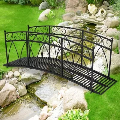 New 8ft Bridge Garden Metal Outdoor Decorative Pond Curved Backyard Arch Walkway • $650.81