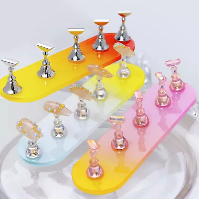 Plastic Nail Art Display Stand Magnetic Nail Tips Practice Holder Gradient Color • $7.36