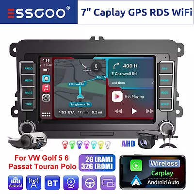 For VW Golf 5 Passat Jetta 7  Carplay Stereo Radio Android 13 2+32G GPS DVR CAM • $123.59