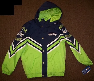 SEATTLE SEAHAWKS Starter Hooded  Field Commander  Jacket BLUE/GREEN S L XL 2X • $129.99