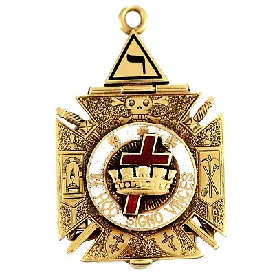 14K Gold Enameled Masonic Pocket Watch Fob | 32nd Degree Mason • $2600