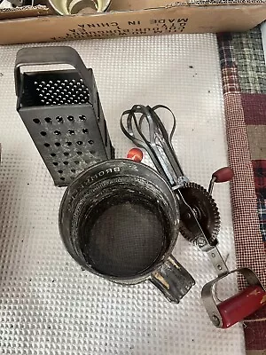 Vintage  Kitchen Utensils - Grater Beater And Sifter • $8