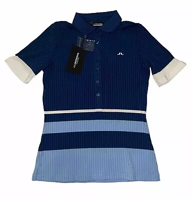 J. Lindeberg Golf Polo Shirt Women’s Medium Short Sleeve Performance Blue White • $39.94