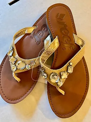 £18 • Buy Reef Jewel Sandals In Gold Leather Size UK3