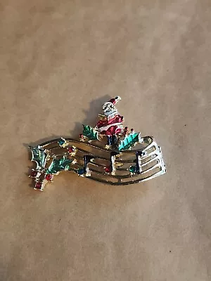 Santa & Music Notes Christmas Brooch Jewelry Holiday Pin • $7.16