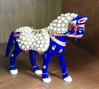 Meenakari Handmade Metal Horse Sculpture With Stones/Jewels • $135