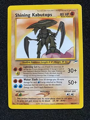 Shining Kabutops 108/105 Secret Rare Holo Pokémon Card Neo Destiny Light Play • $56