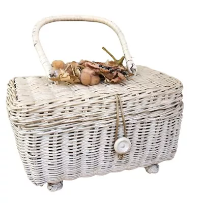 Vintage Wicker Basket Box Purse Handmade 1960s Style • $15