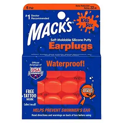  Soft Moldable Silicone Putty Ear Plugs - Kids Size 6 Pair - Comfortable  • $3.99