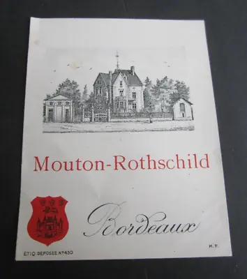 Old Vintage - MOUTON ROTHSCHILD - Bordeaux - French WINE LABEL • $8.99