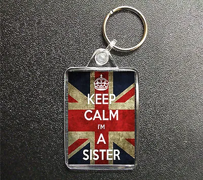 Keep Calm I'm A Sister Keyring Union Jack Bag Tag Fob Nurse Gift • £3.50