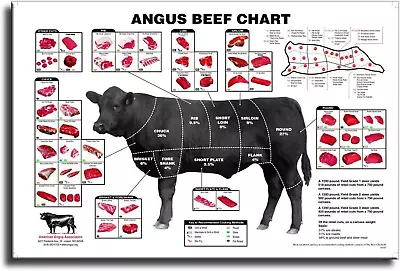 Angus Beef Chart Meat Cuts Diagram Canvas Art Poster And Wall Art Picture Print • $24.73