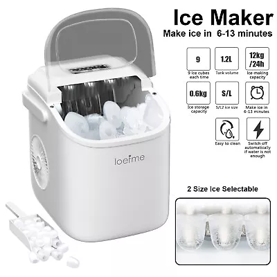 LOEFEME 1.2L Countertop Portable Ice Cube Maker Machine Self-Cleaning Ice Making • £72.99