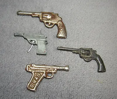 4 Vintage Small Metal Toy Guns - GMAN Etc • £13.62