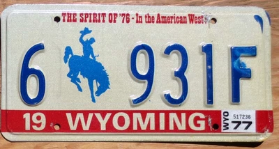 $6.99 • Buy 1977 Wyoming License Plate Number Tag – Unusual Variety