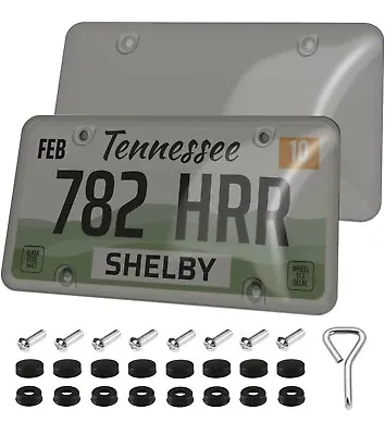 $10.75 • Buy License Plate Cover Auto Car Clear Tinted Smoked Bubble Shield Plastic Tag Prote