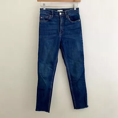 H&M High Rise Raw Hem Blue Denim Jeans Women's 4 • $15