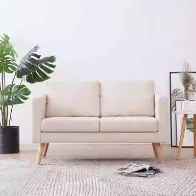 2-Seater Sofa Lounge Modern Loveseat Couch Futon Accent Arm Chair Fabric Cream • $377.19