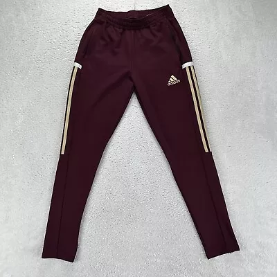 Adidas Track Pants Men Small Black Gold Ankle Zip Pockets 3 Stripe Soccer • $20