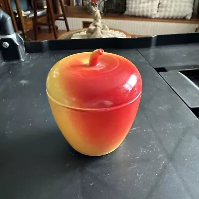 Vintage Hazel Atlas Milk Glass Apple Jam/Jelly Jar With Lid. Red Yellow & White • $6