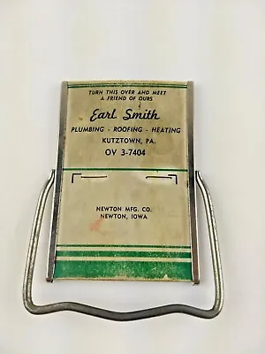 Advertising Mirror 5 Digit Phone Number Earl Smith Plumbing Etc Small Vintage Ad • $6