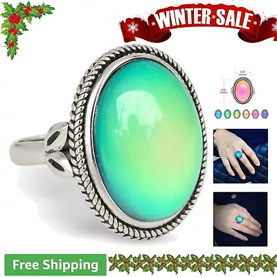 Handmade Artisan Vintage Style Mood Ring - Color Changing Stone - Adjustable • $30.99