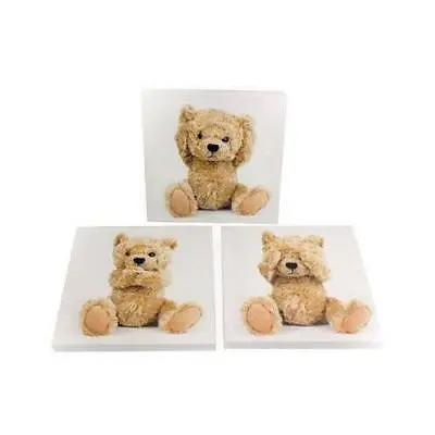 Set Of 3 Teddy Bear Canvas ~ Ideal For Childrens Bedrooms Or Nurseries WP1042 • £11.23