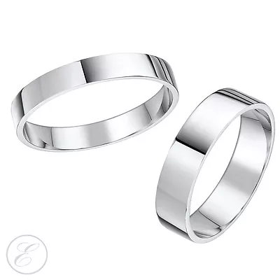 His-Hers Palladium Heavy Flat Court Wedding Rings 3&5mm Palladium 950 • £1195