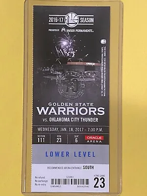 2016-17 Golden State Warriors NBA Official Mint Ticket Stubs - Pick Any Game! • $7.99