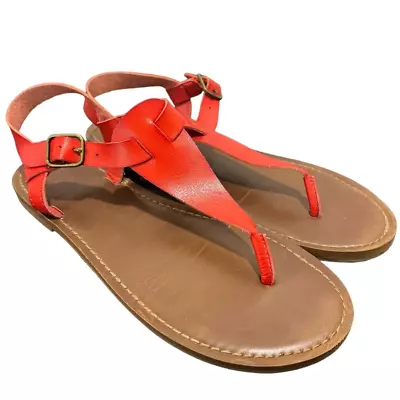 Mossimo Supply Co Tangerine Thong Leather Sandal Womens 8 Boho Flat • $20