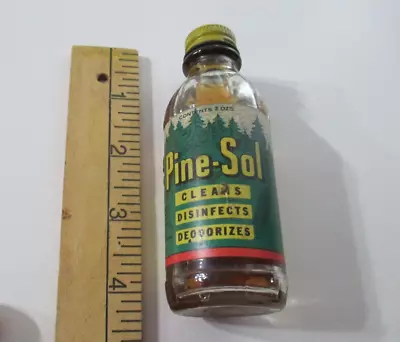 Vintage 1949 Miniature Pine-Sol Retro Glass Bottle 2 Oz  3/4 Full • $12.99