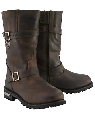 Milwaukee Leather Men's Classic Engineer Motorcycle Boot - Round Toe Brown 9.5 D • $163.19