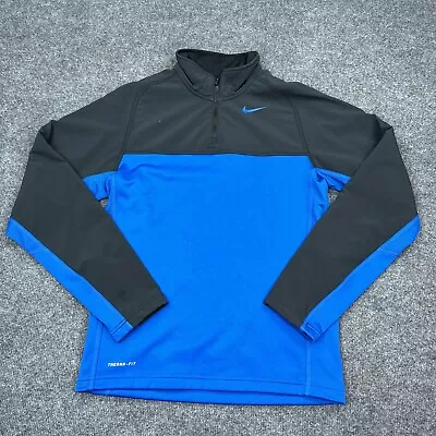 Nike Therma-Fit Jacket Mens Size Small Black Blue 1/4 Zip Fleece Pullover • $16.98