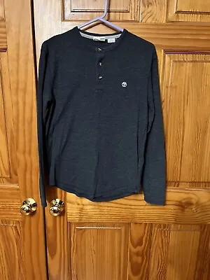 Mens Timberland Slim Fit Pullover Waffle Thermal Knit Shirt Sz Med Blue 3 Button • $20