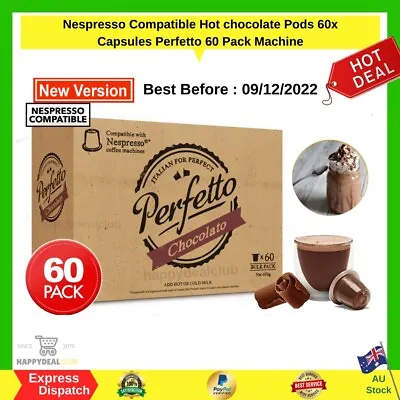 $28.50 • Buy Nespresso Compatible Hot Chocolate Pods 60x Capsules Perfetto 60 Pack Machine