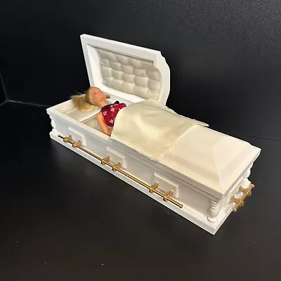 1:6 Scale Wooden Miniature Coffin Casket White For 1/6 Dollhouse Doll Funeral • $275