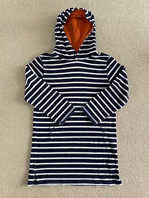 MINI BODEN Towelling Hooded Beach Cover-up Blue White Stripe Size 9-10 Years • £9.99